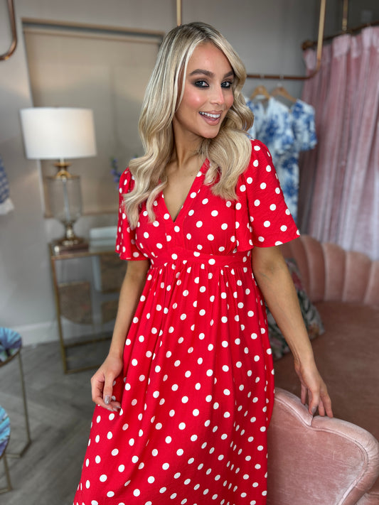 Millie Red Polka Dot dress