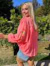 Mabel Sheer Blouse Coral
