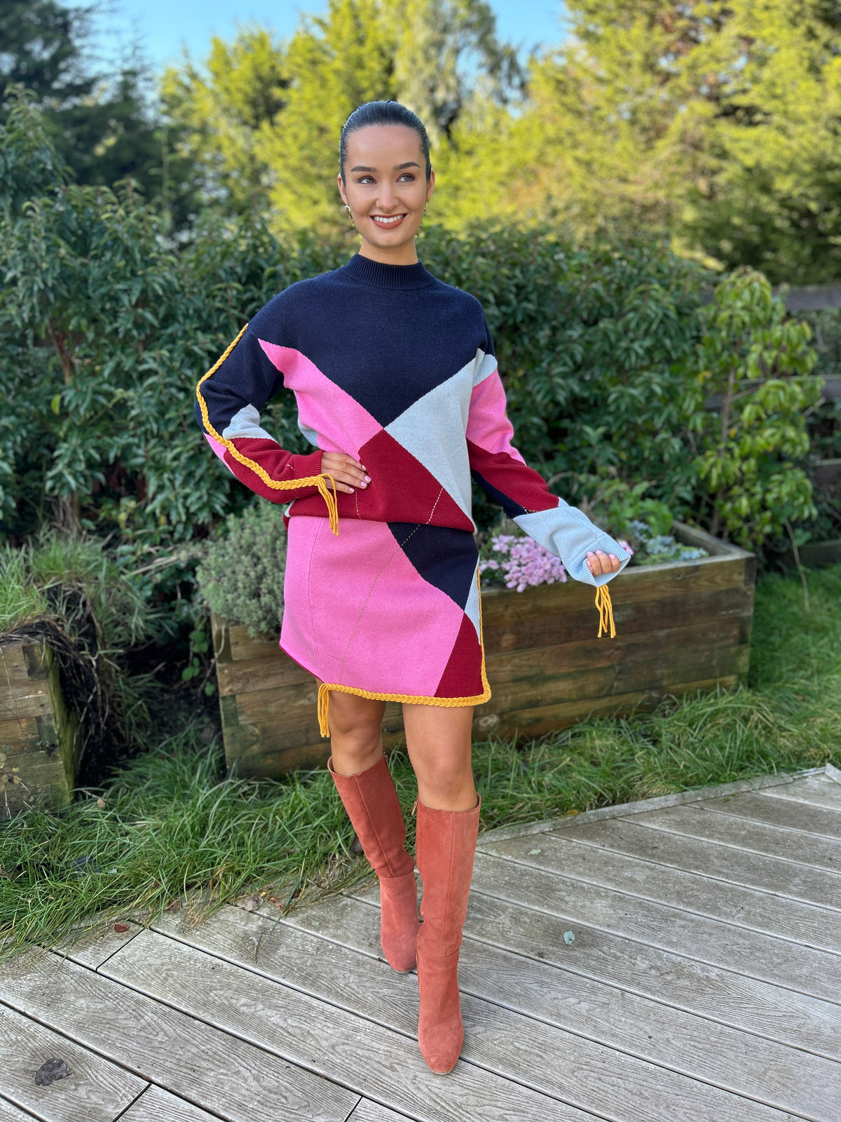 Argyle Knit Mini Skirt