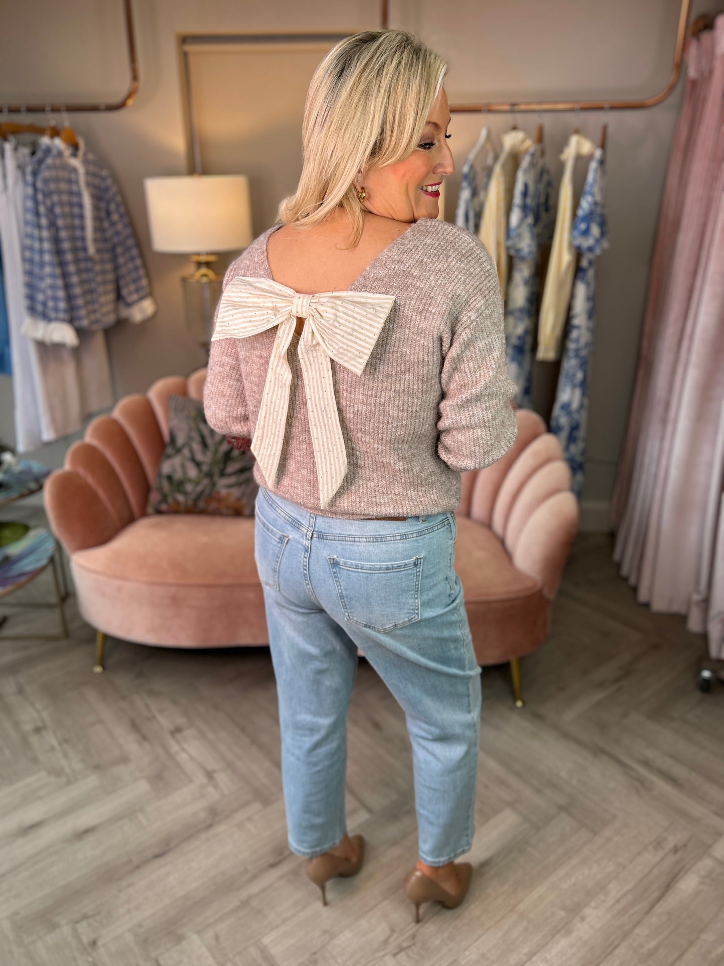 Belle Taupe Bow Knit