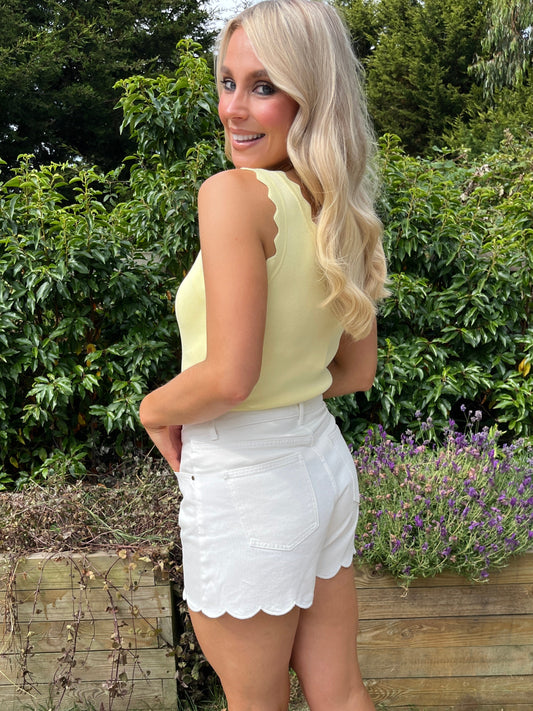 Fleur High Waisted Shorts White