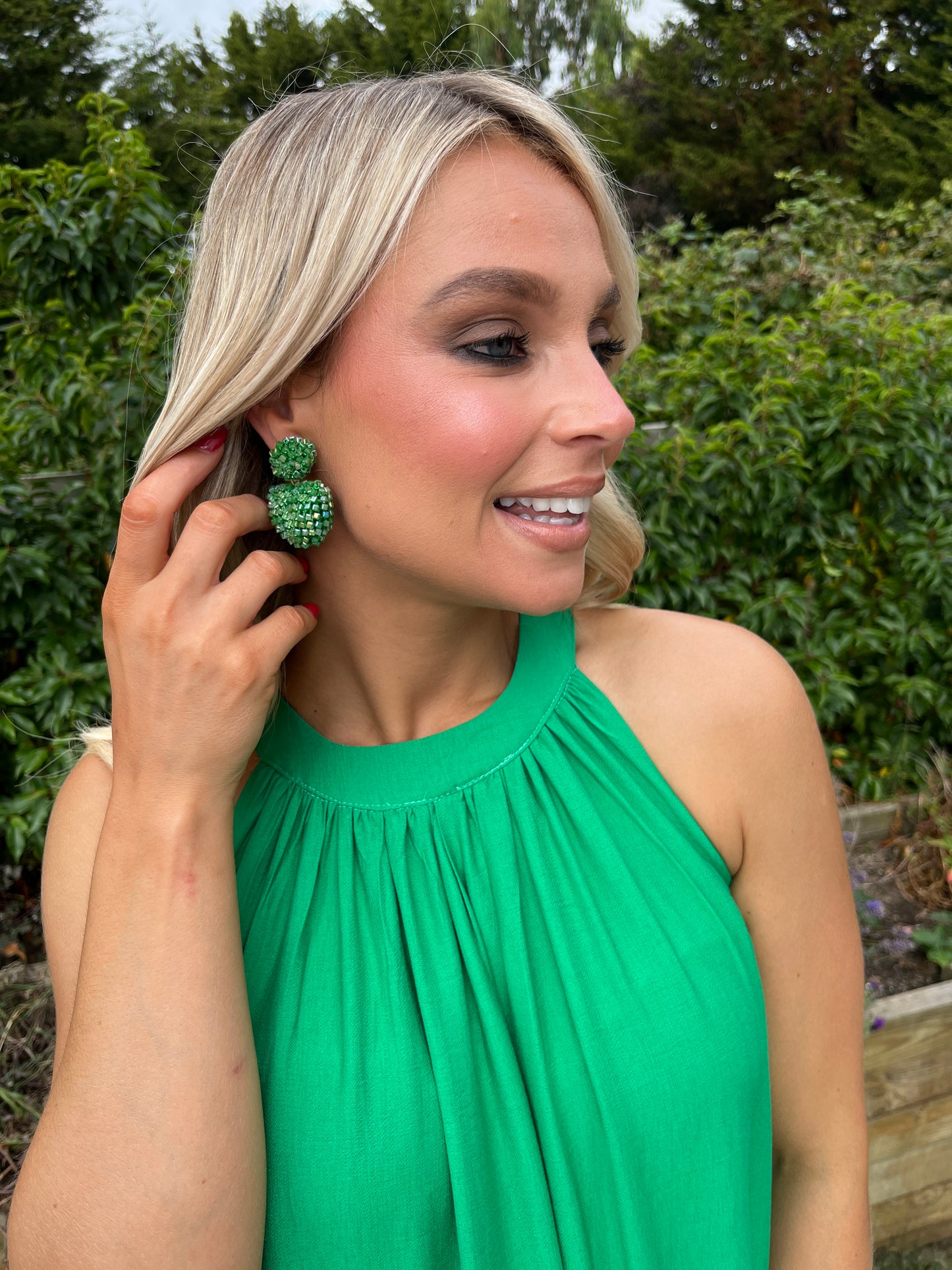 Ria Heart Earring Green