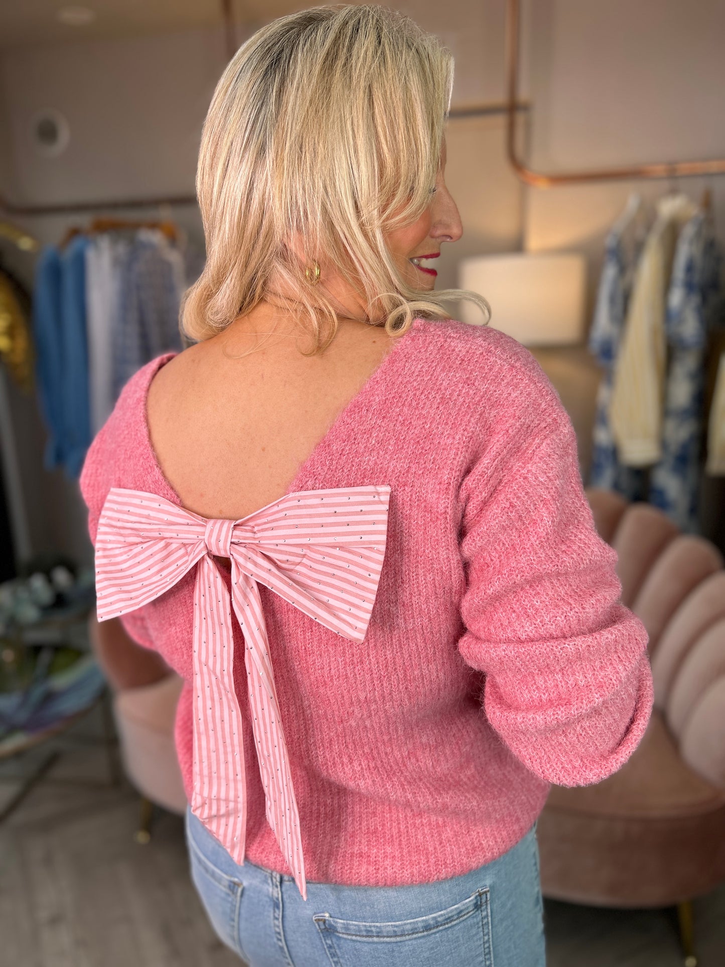 Belle Pink Bow Knit