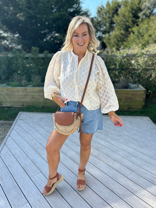 Amelia Scallop Denim Shorts
