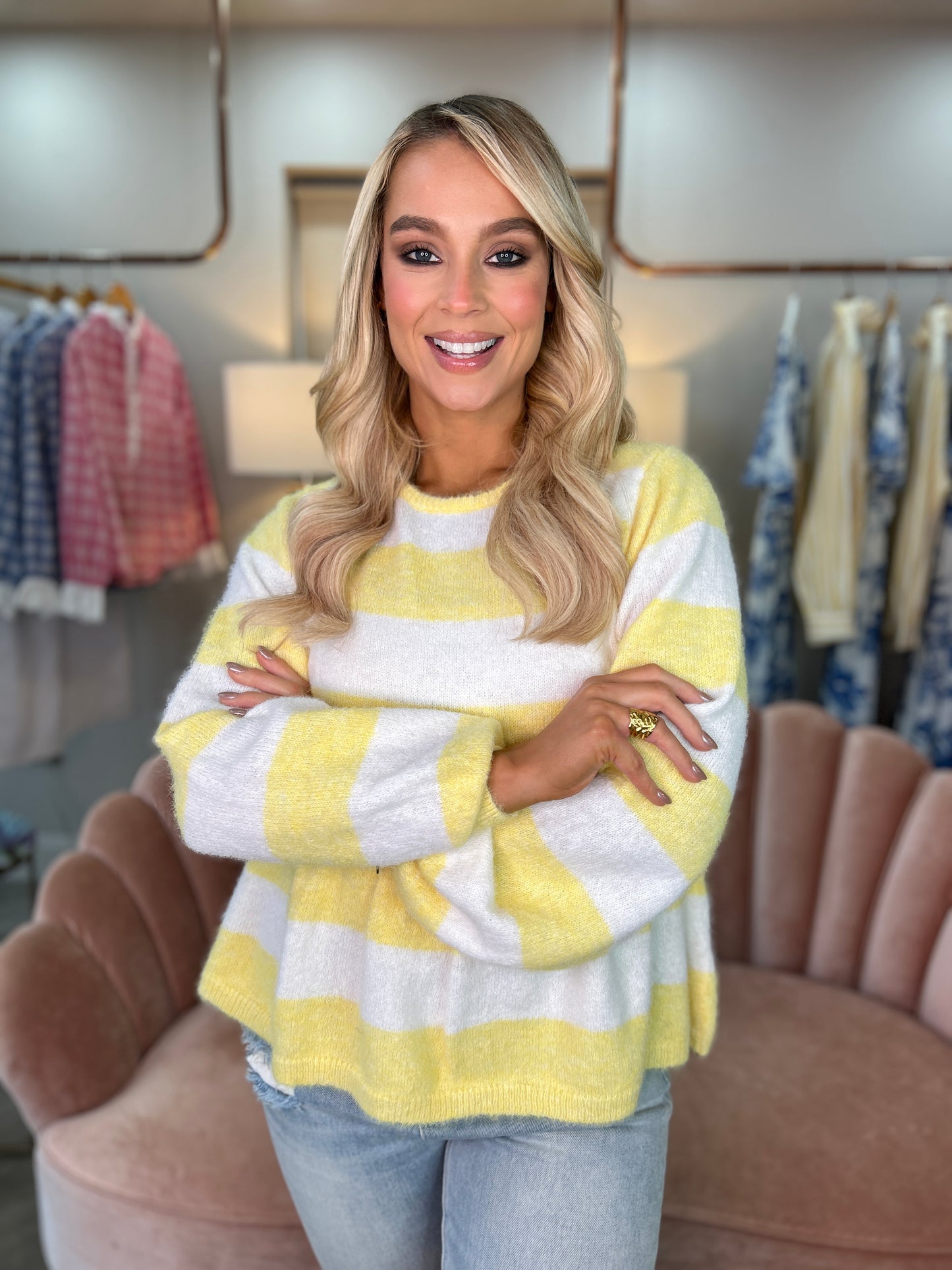 Lila Peplum Jumper Yellow