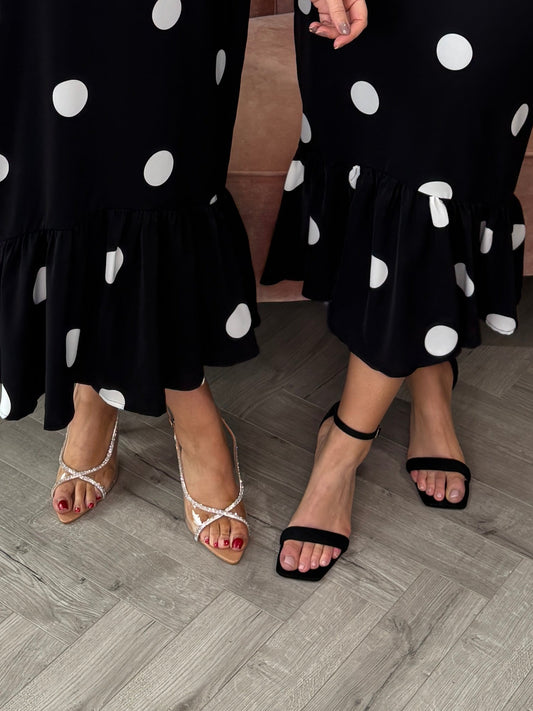 Niya Suede Block Heels Black