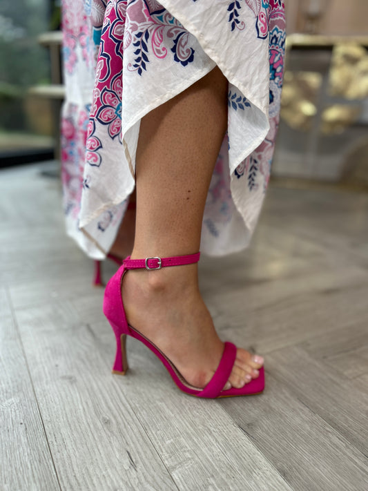 Niya Suede Block Heels Pink