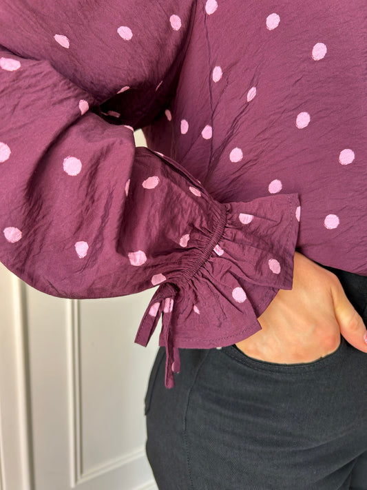 Sophia Top Burgundy Dot - Image 11