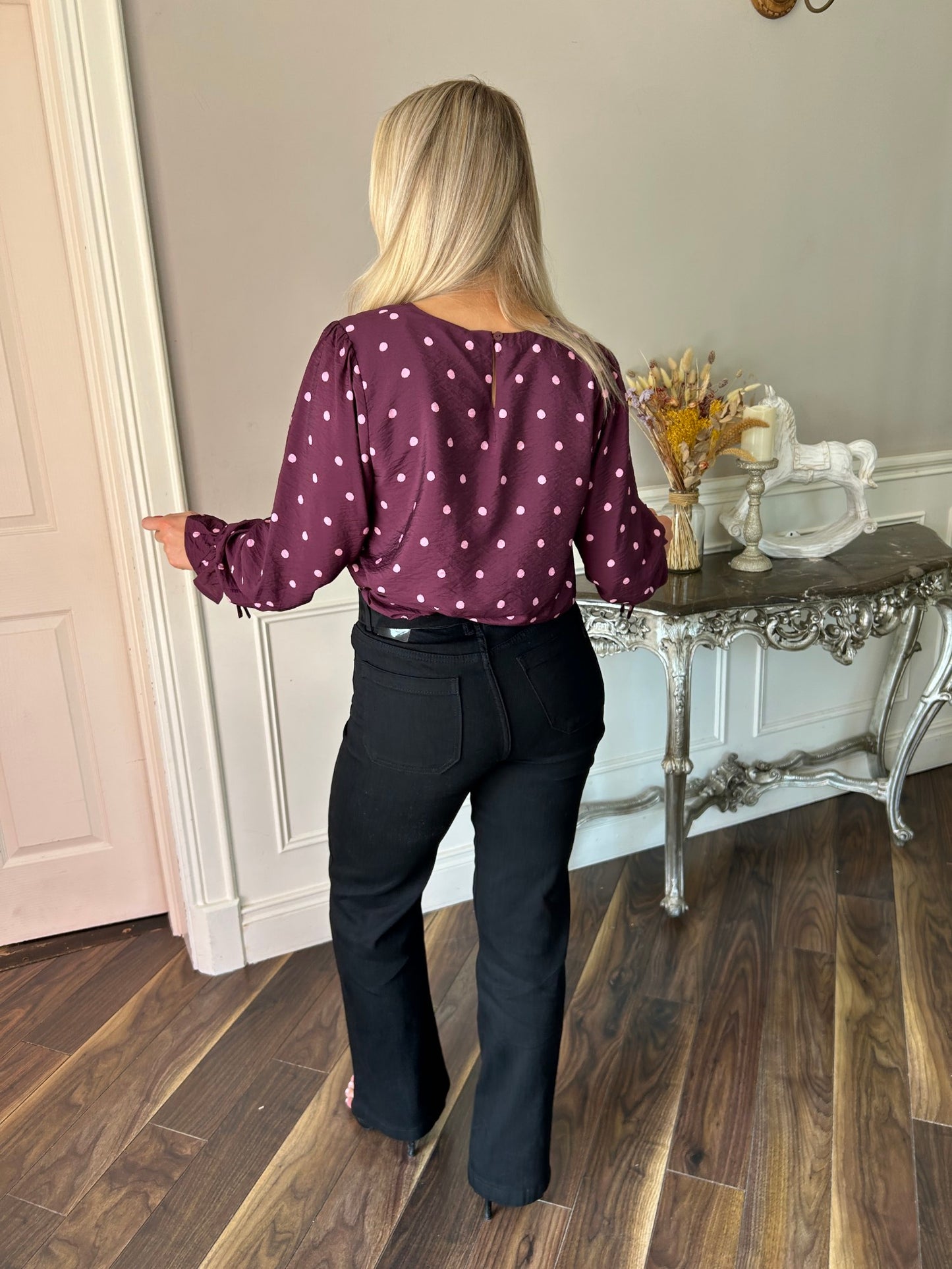 Sophia Top Burgundy Dot - Image 14