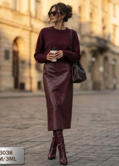 Blake Skirt & Sweater Burgundy - Image 6