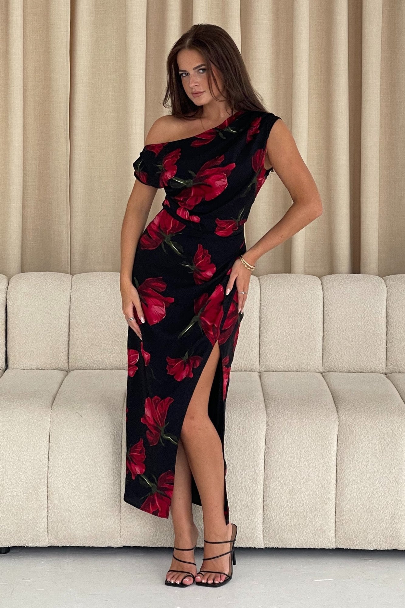 Ariana Red Floral Midi