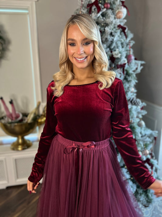 Bri Burgundy Backless Bodysuit - Image 1