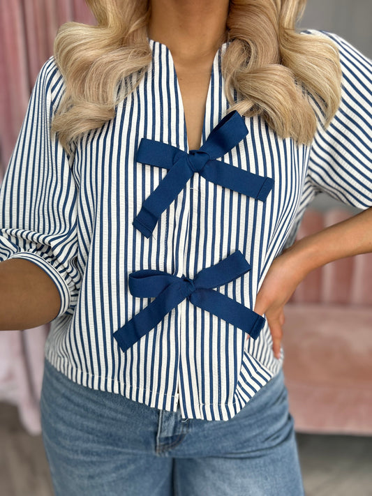 Calla Stripe Bow Top - Image 1