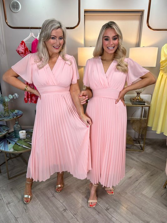 Fable Pleated Dress Rose