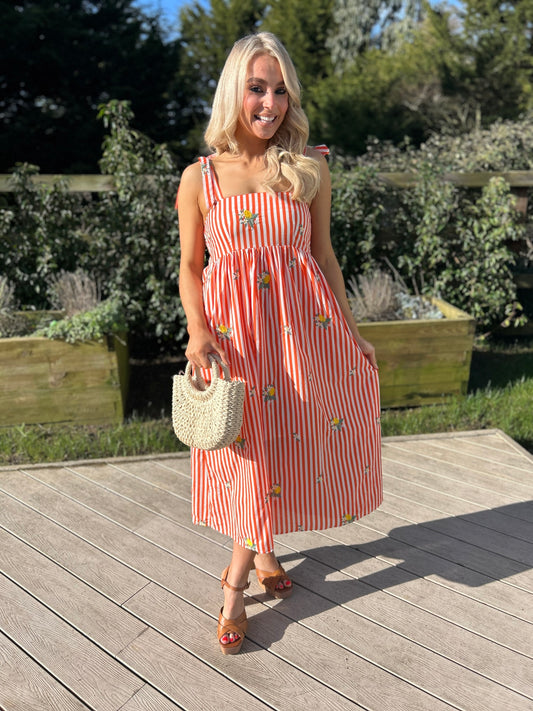 Robyn red stripe sundress