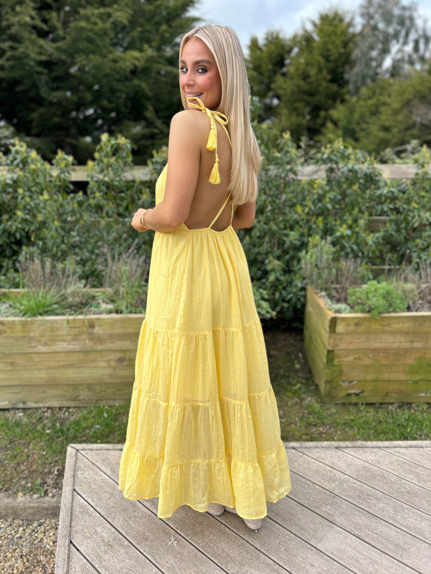 low back yellow maxi dress Mabel Yellow Sundress – Ruby Rouge Boutique