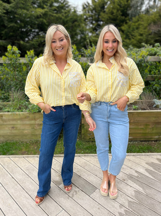 Ivy Stripe Shirt Lemon - Image 1