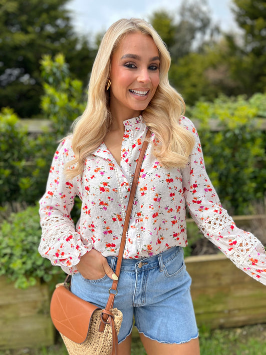 Effie Floral Blouse Red - Image unknown