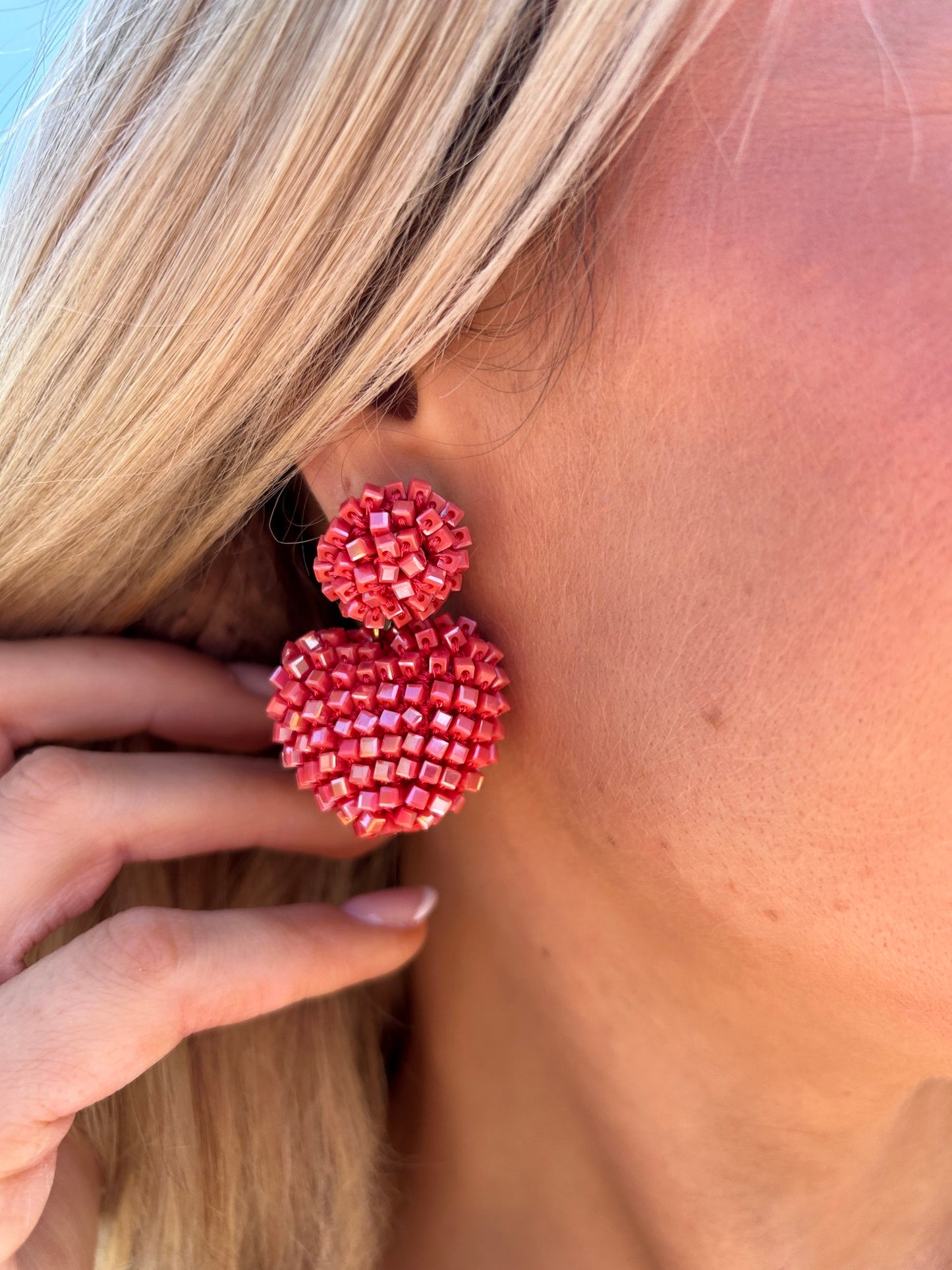 Ria Heart Earring Red