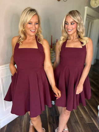 Pandora Mini Dress in Wine Red