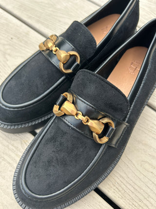 Marnie Suede Loafers Black