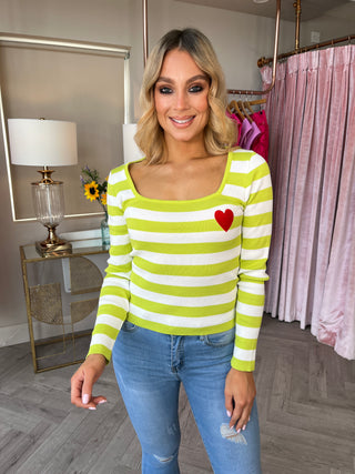 Theo Heart Knit Green