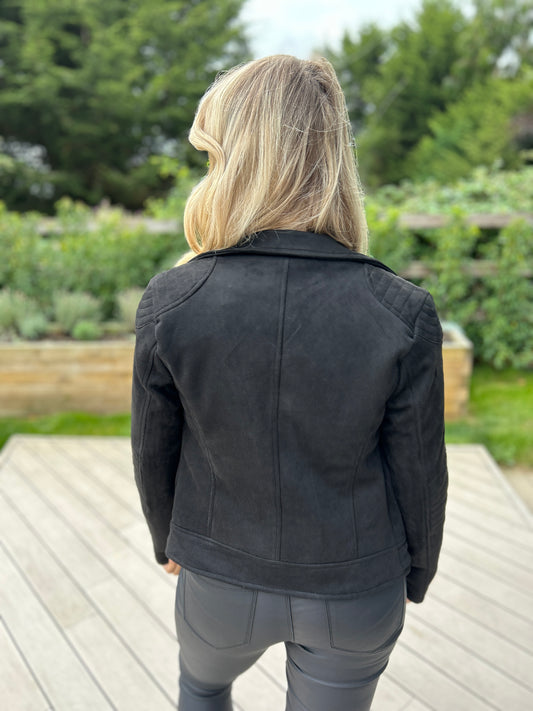 Brandi Suede Biker Black