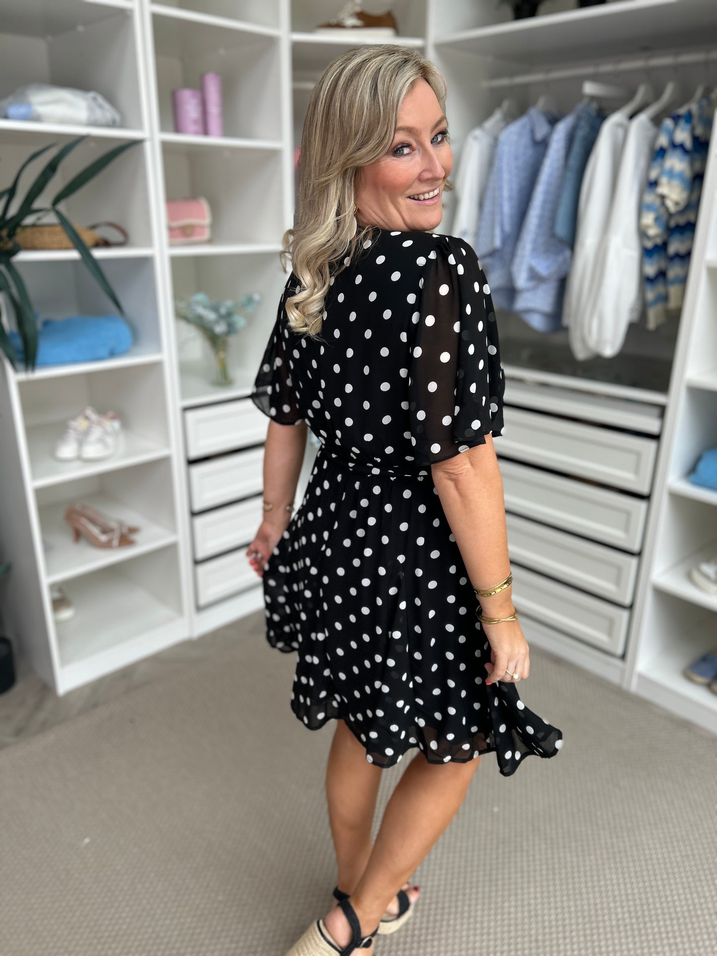 Solene Black Polka Dot Dress