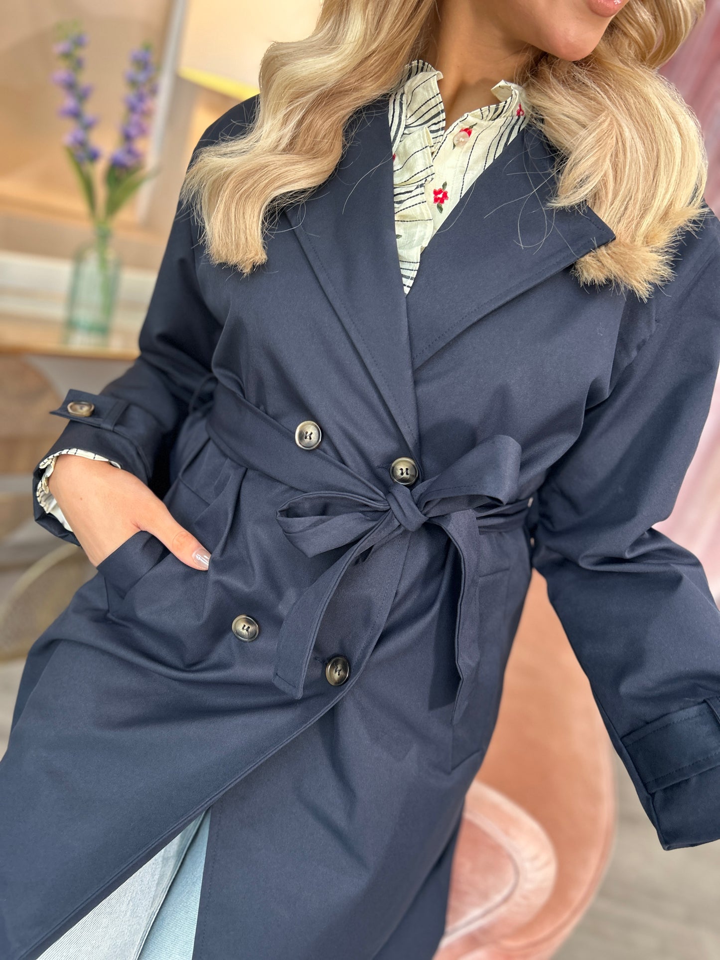 Addison Trench  Coat Navy