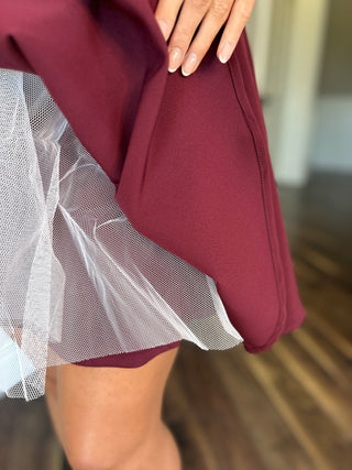 Pandora Mini Dress in Wine Red