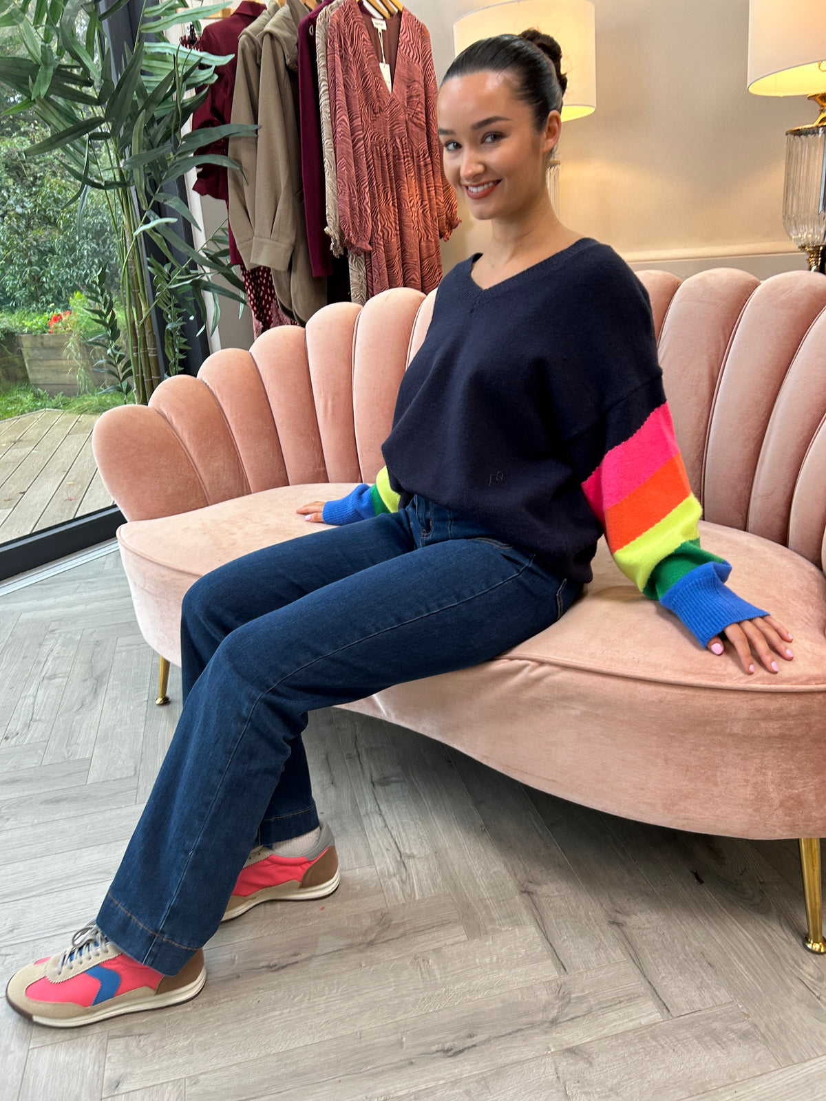 Darcie Navy Rainbow Jumper
