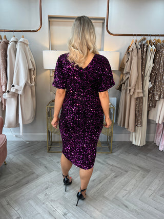 Novah Purple Velvet Sequin Dress
