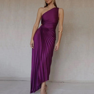 Noella Purple Pleated Dress