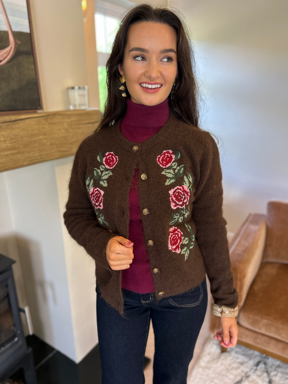 Eden Rose Cardi Chocolate