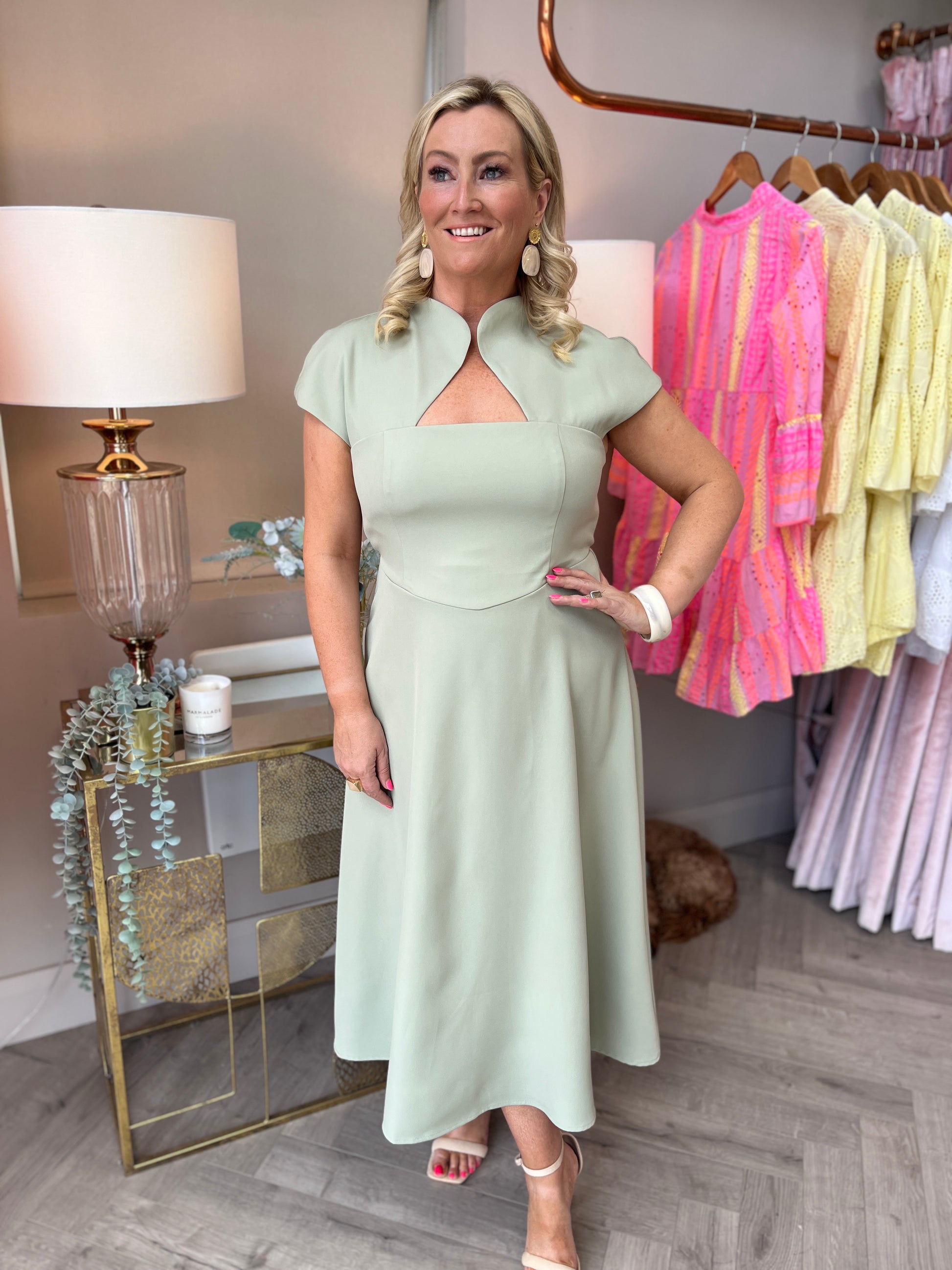 midi dress amora Amora Midi Dress Sage – Ruby Rouge Boutique