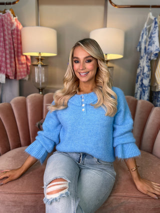 Anais Blue Ruffle Jumper