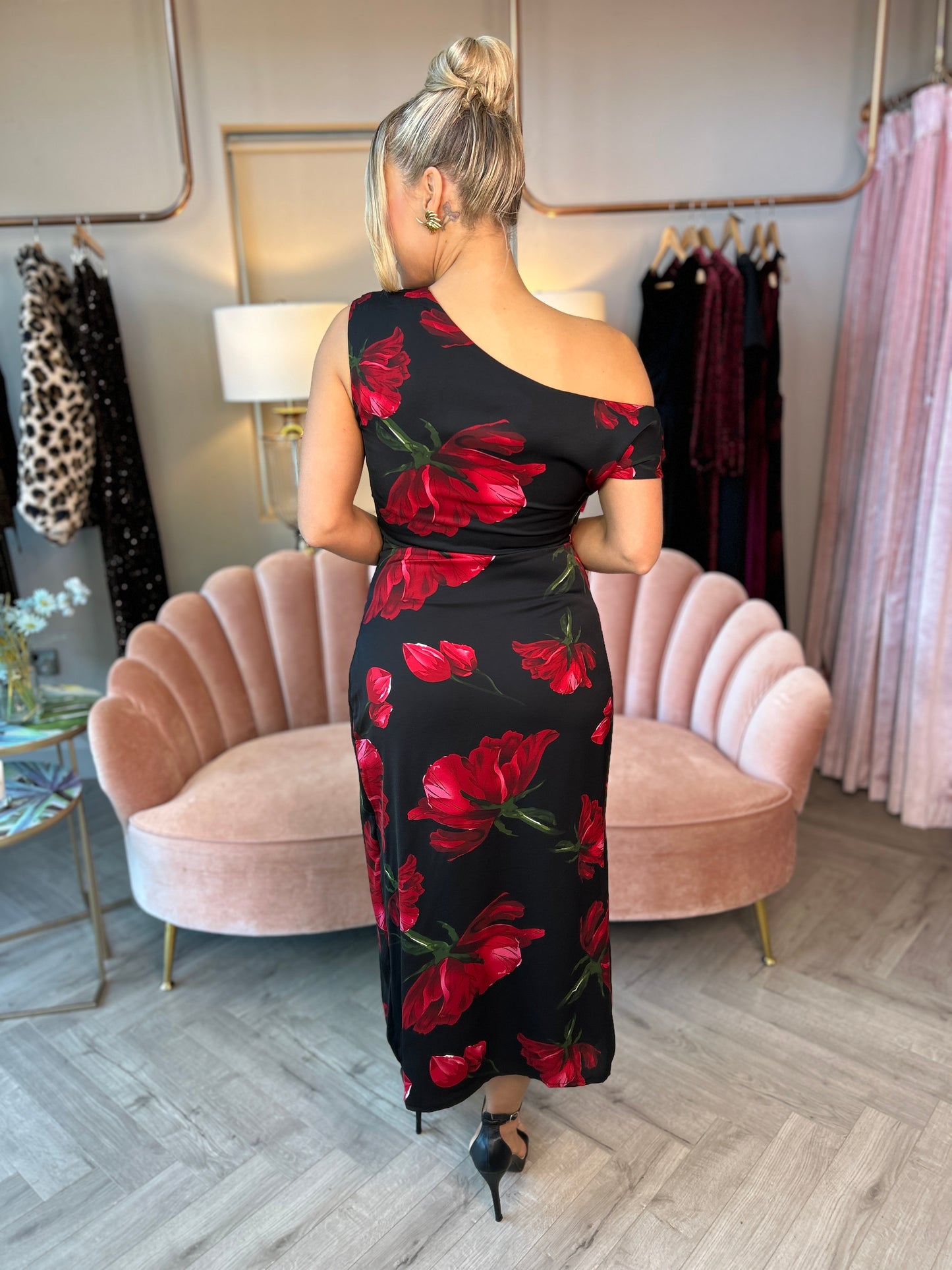 Ariana Red Floral Midi