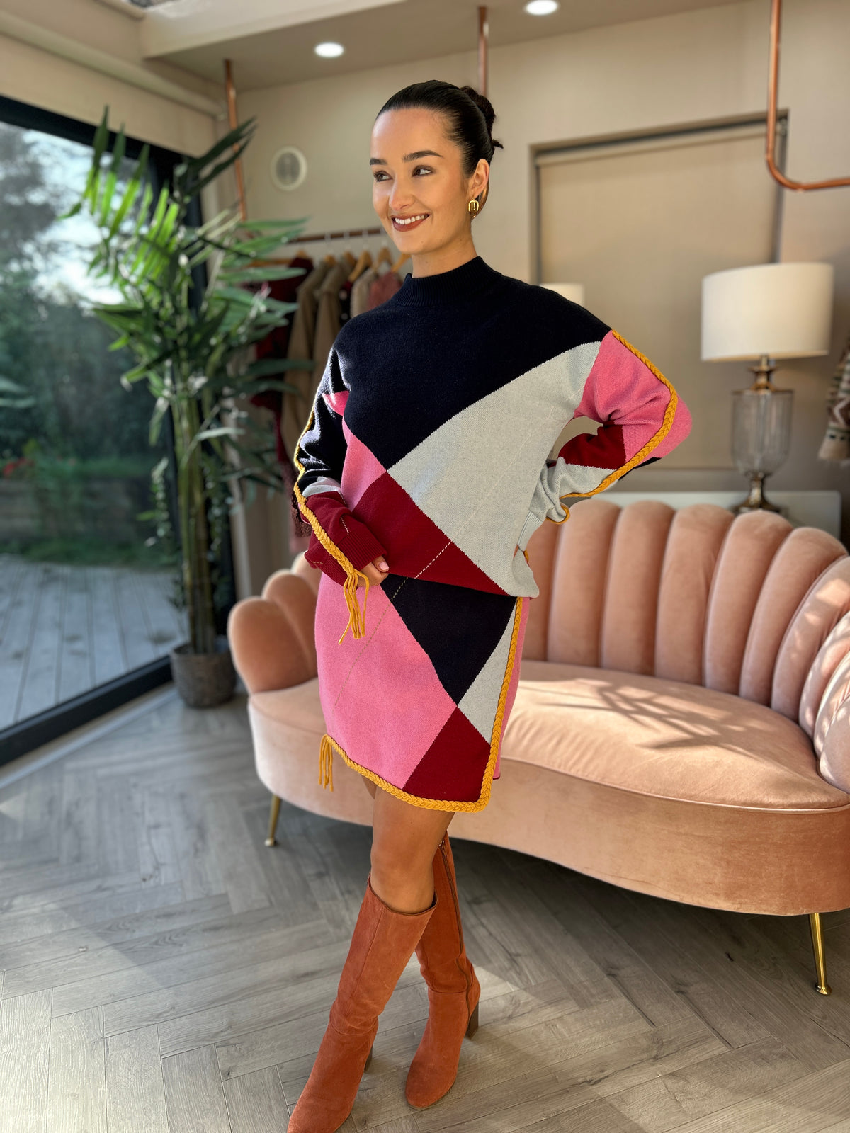 Argyle Knit Mini Skirt