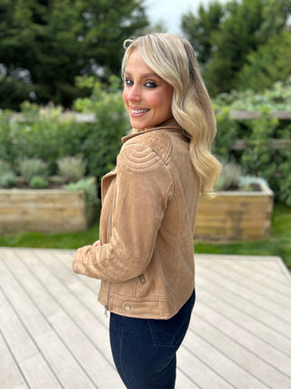 Brandi Suede Biker Beige