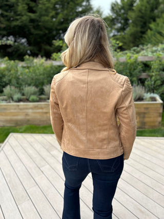 Brandi Suede Biker Beige