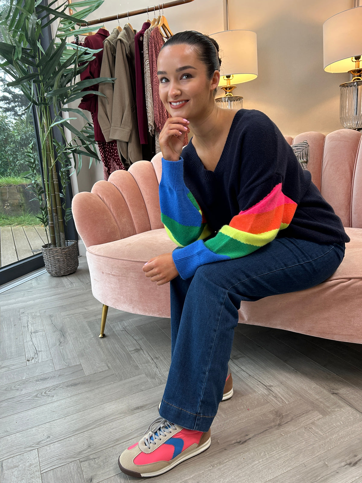 Darcie Navy Rainbow Jumper