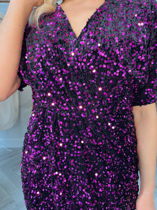 Novah Purple Velvet Sequin Dress