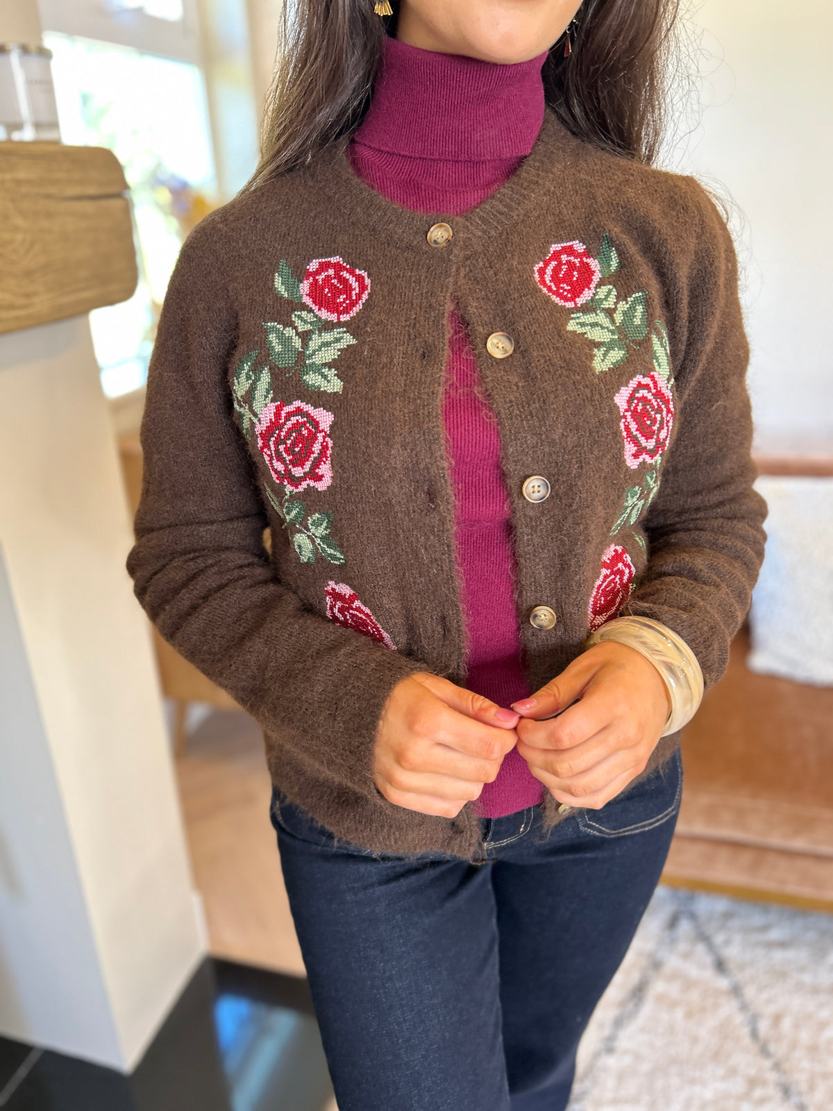 Eden Rose Cardi Chocolate