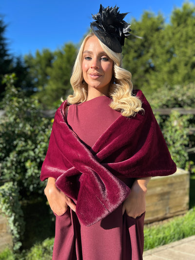 Faux Fur Stole Burgundy