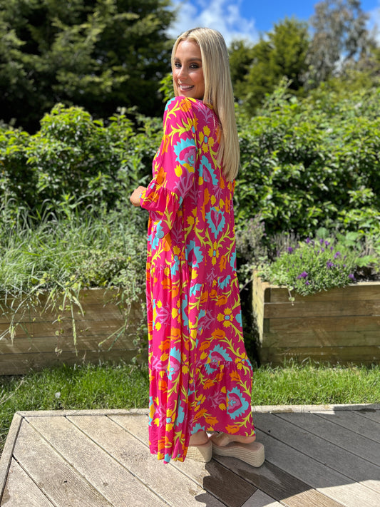 Grace Midi Dress Fuchsia