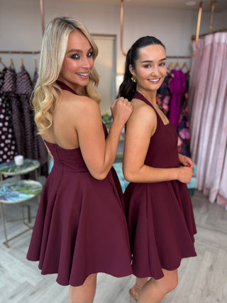 Pandora Mini Dress in Wine Red