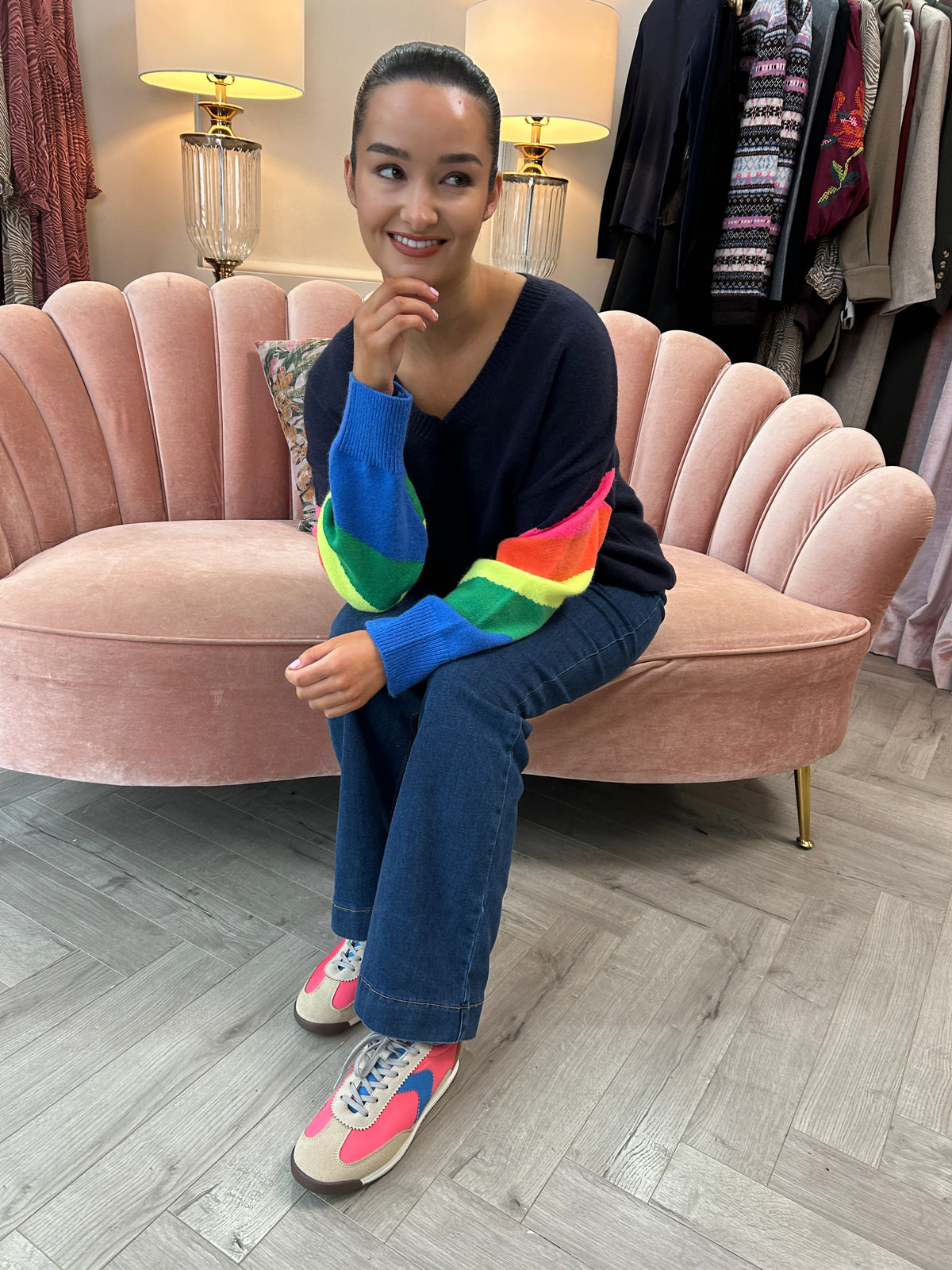 Darcie Navy Rainbow Jumper