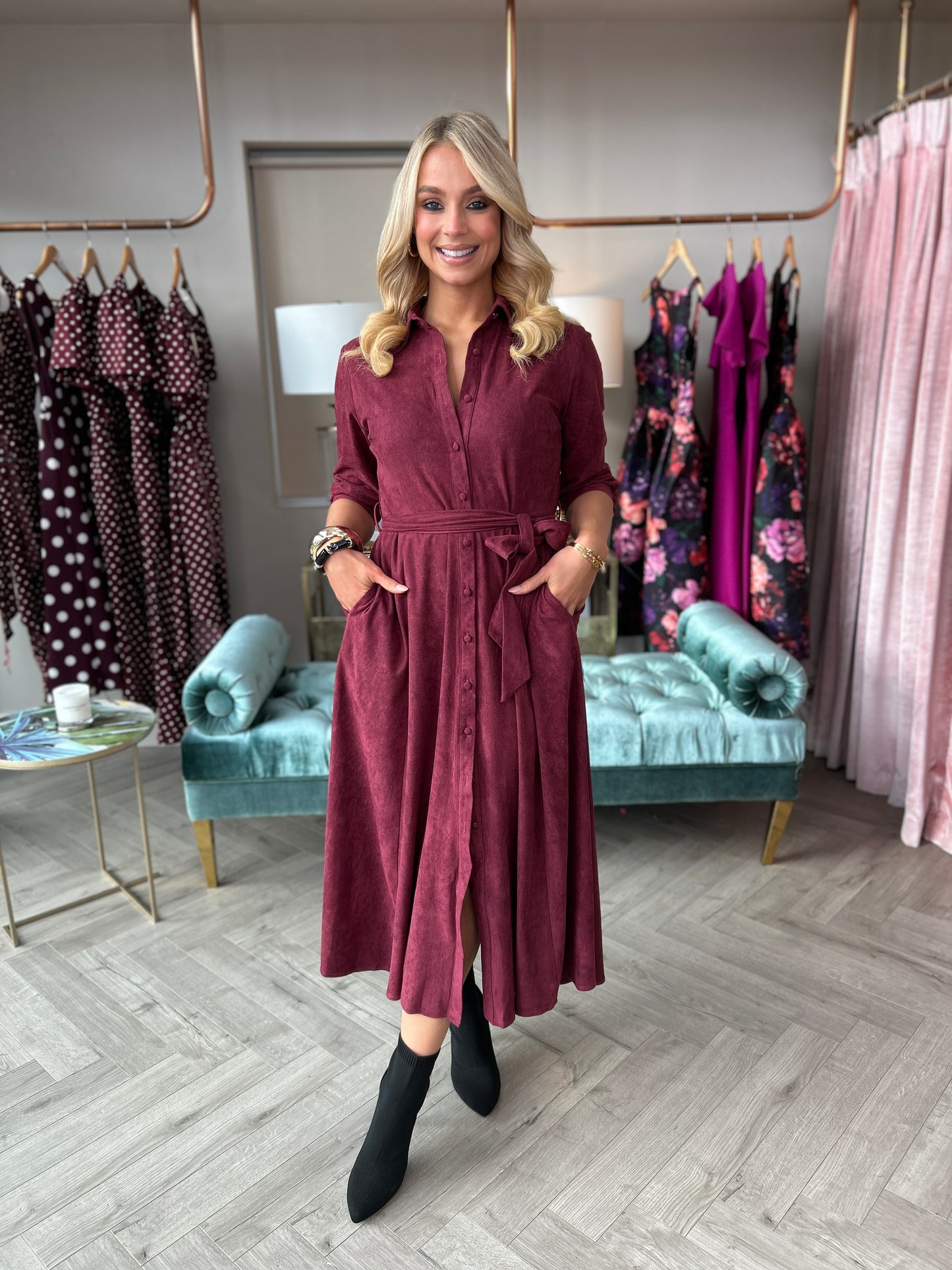 Angela Suede Shirt Dress