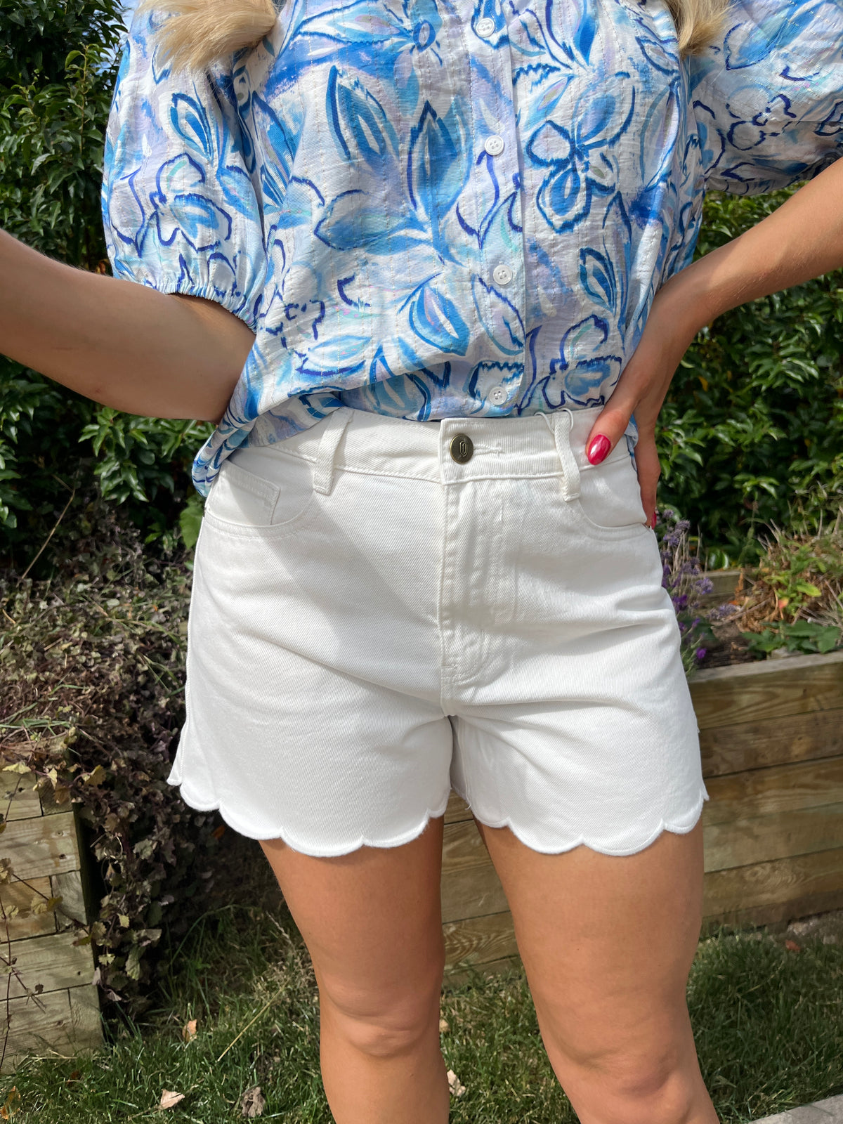 Fleur High Waisted Shorts White