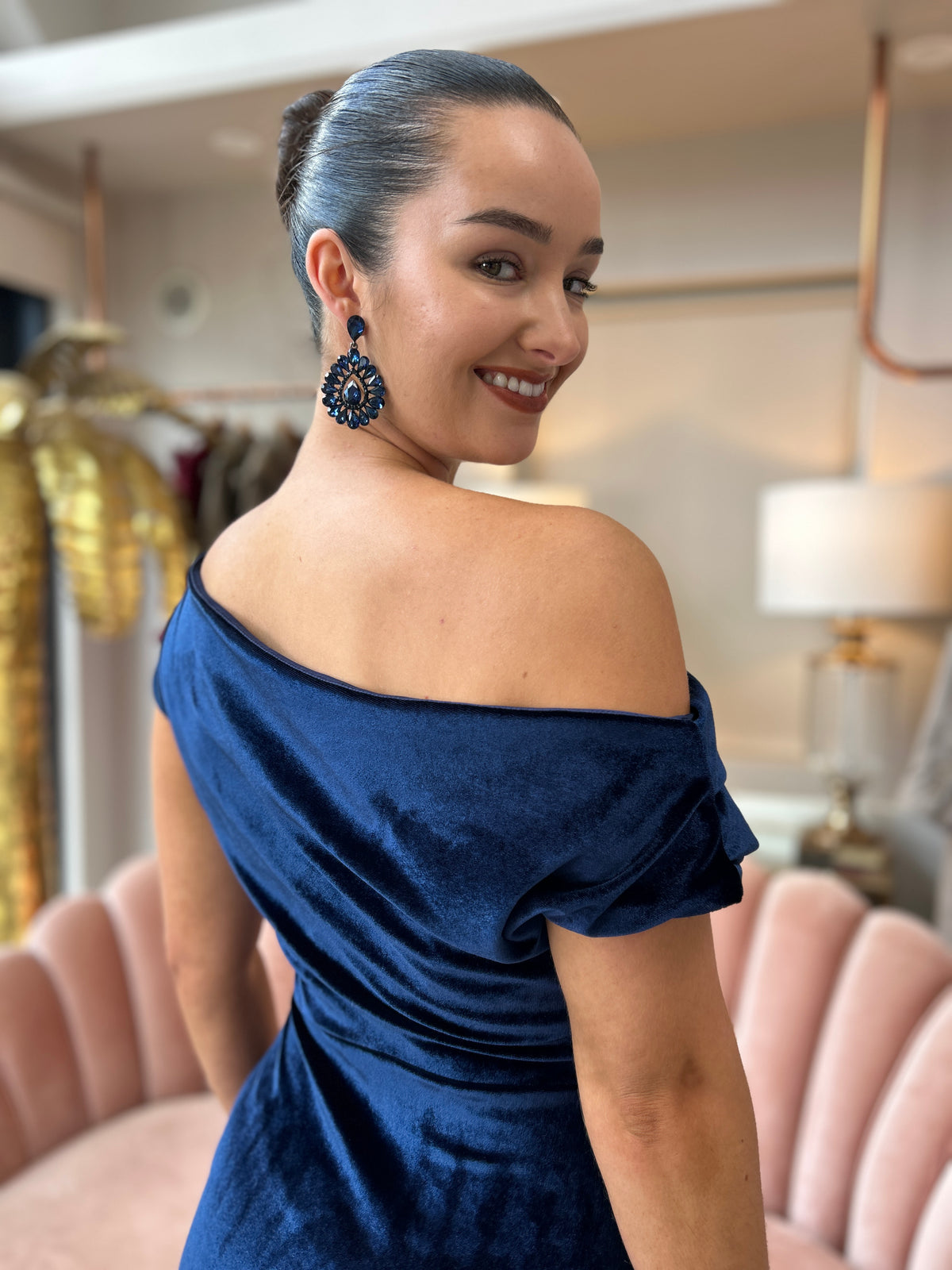 Felicity Dress Navy Velvet
